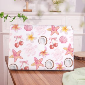 Cute Coastal Pattern Collage MacBook Case for New 2025 Mac M4 Air 13/15,MacBook M2 M3 M4 Mac Pro 13/14/15/16 Laptop Cover,Mac Ret 15/12 Case