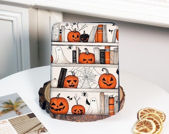 Halloween Bookshelf Kindle Case Colorsoft 2025 E-reader Cover for Bookish Devil Paperwhite 12/11th Case with Auto Wake/Sleep,HalloweenThemed