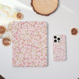 Pink Floral Cases for iPad & iPhone 16 15 14 Pro Max Plus 13 12 Mini Cover iPad 10.9&#39;&#39; 10.5 10.2&quot; iPad 10/9/8/7th Air 7/5/4 Pro 12.9/11&quot; in.
