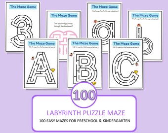 Superhero Maze Workbook | Alphabet A–Z and Shape Mazes | Easy Printable Mazes | Puzzle Activity Pages for Kids Learning Fun | Ready to Print