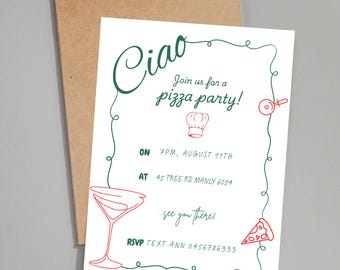 Italian Pizza Party Invitation | Italian Dinner (Digital Download)