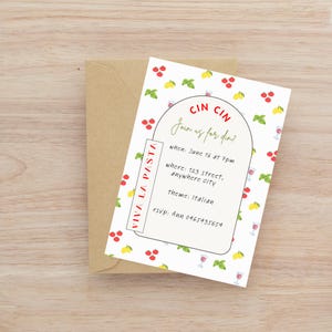 Invite Italian | Pasta Dinner Party | Custom Party Template | Mediterranean invite | Pasta Night Print | Illustrated Invite | Italianwedding