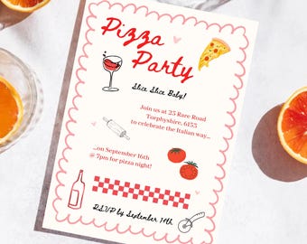 Pizza Party Invitation | Italian Theme Dinner (Digital Download)