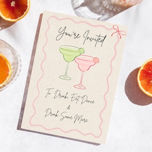 Editable Dinner Party Invitation Template | Girls Nights Out | Margarita Invite | Bachelorette Party Invite | Cocktails and Conversation