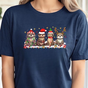 Otters Christmas Lights Sweatshirt, Sea Animals Xmas Sweater, Christmas Gift for Otter Lover, Otters Merry Christmas Shirt, Christmas Gift