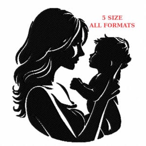 Mom and Baby Embroidery, Baby Embroidery Design, Mother and Baby Machine Embroidery Files- 5 Size- One Color- Instandt Download- All Formats