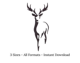 Deer Embroidery Design, Stag Machine Embroidery File, Minimal Deer Embroidery Pattern, Woodland Animal Embroidery - Instant Download- 3 Size