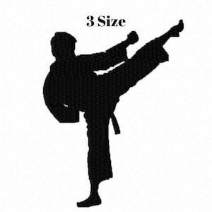 Karate Player Embroidery Desing, Martial Arts Embroidery, Karate Kick Machine Embroidery - 3 Size - Instandt Download - All Formats