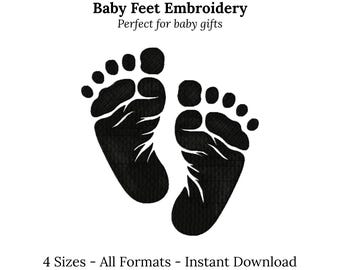 Baby Feet Embroidery Design • Newborn Footprint Machine Embroidery • Baby Shower Gift • 4 Sizes • All Formats • Instant Download