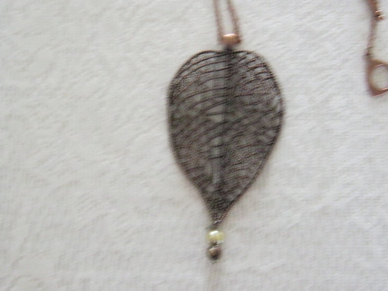 Large Copper Tone Pendant and Earrings with Freshwater Pearls