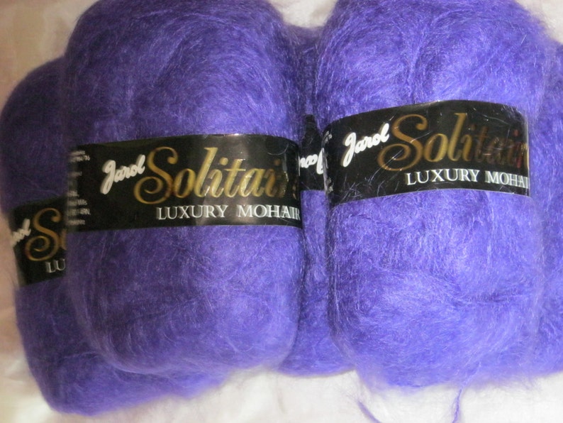 Vintage Amethyst Color Mohair Blend Yarn Made in England 5 Skeins 50grams Each