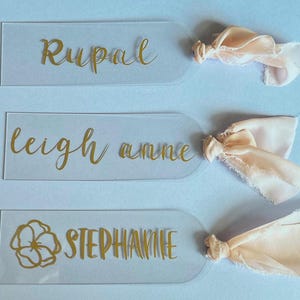 Personalized Acrylic Bookmark with Ribbon – Custom Name Gift for Book Lovers – Reader Gift Idea– Name Tag or Wedding Place Card