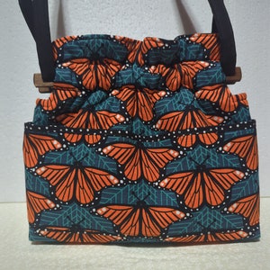 Charley Harper monarch butterfly barkcloth reversible handbag purse bag cotton quilted