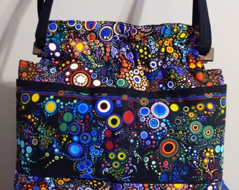 Quilted Cotton Handbag Purse with Organizer Pockets