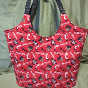 UC Bearcats tote bag with quilted cotton lining