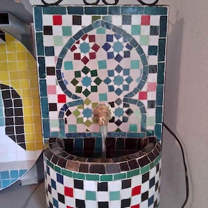 Water Fountain Handmade Made with Moroccan Fassi Zellige Decorative