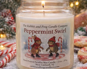 Peppermint Swirl Holiday Candle | Winter Mint Scent | Hand Poured Gift