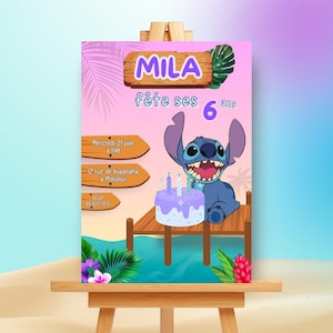 Invitation Anniversaire Stitch à Personnaliser – Carte Digitale à Imprimer ou Envoyer – Thème Disney Enfant – Lilo et Stitch