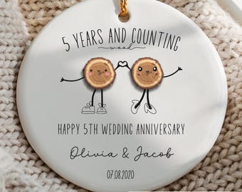 Fifth Anniversary Ornament Custom 5th Anniversary Ornament Personalized 5th Wedding Anniversary Keepsake Gift for Fifth Wedding Anniversary