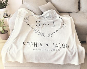 Couples Personalized Throw, Couples Blanket, Wedding Present, Bridal Shower Gift, Engagement Gift, Anniversary Gift, Custom Name Blanket