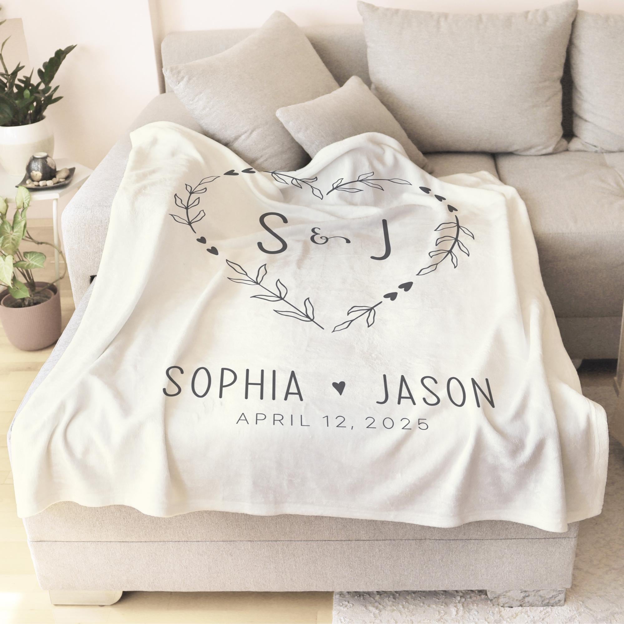 Couples Personalized Throw, Couples Blanket, Wedding Present, Bridal Shower Gift, Engagement Gift, Anniversary Gift, Custom Name Blanket