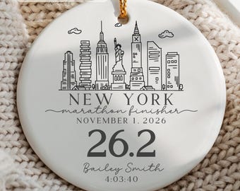Marathon Finisher Ornament Personalized Marathon Runner New York Marathon Runner Gift Personalized New York Marathon Running Keepsake