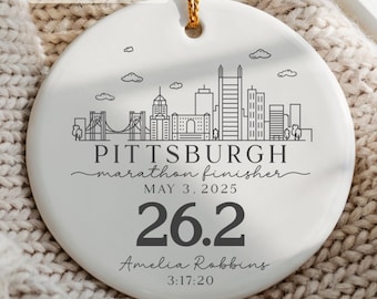 Marathon Finisher Ornament Personalized Pittsburgh Marathon Runner Gift Personalized Pittsburgh Marathon Running Keepsake