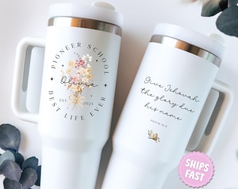 Gobelet personnalisé École des pionniers 40 oz Tasse personnalisée JW Pioneer avec nom de pionnier Cadeau témoin de Jéhovah de la meilleure vie de tous les temps pour soeur Mug 2025 Psaume 96:8