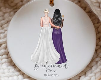 Bridesmaid Ornament, Custom Bridesmaid Christmas Ornament Gift for Bridesmaid Proposal Ornament Gifts for Bridesmaids Ornament Keepsake