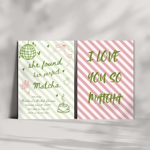 Invitación para despedida de soltera con matcha / Tema "Ella encontró su matcha" (Descarga digital)