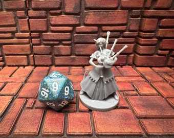Tiefling Bard with Bagpipes, 28mm miniature for D&D, Pathfinder and other tabletop games