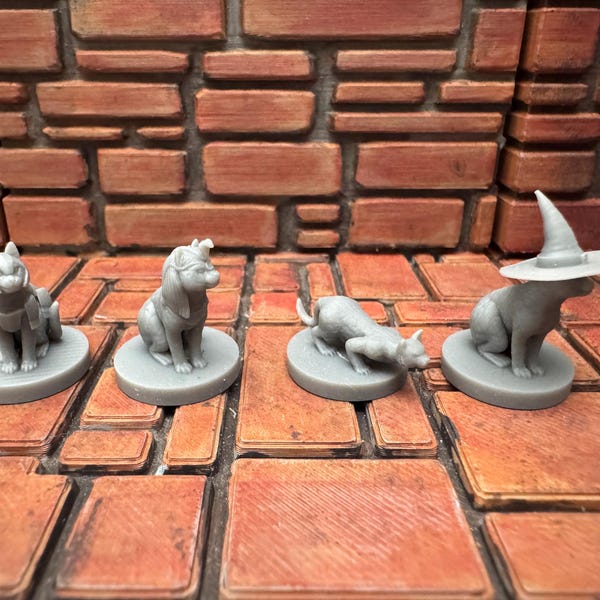 Cat Miniature Set, 28mm D&D, Pathfinder, Tabletop RPG