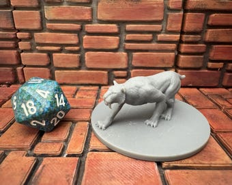 Saber-Toothed Tiger miniature, 28mm for DnD, Pathfinder and other tabletop games