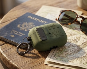 Étui personnalisé pour AirPods : résine gris foncé mat, motif gravé personnalisé