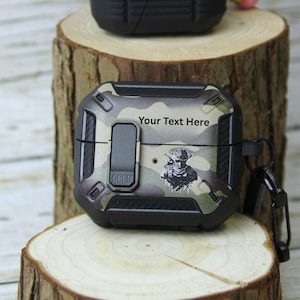 Coque Samsung Buds camouflage personnalisée : logo militaire, clip tactique, gravure au laser