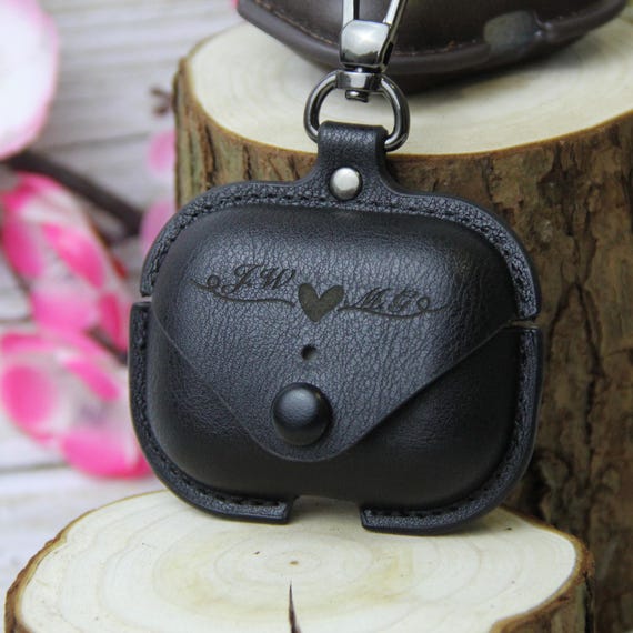 Personalized Leather Airpods Case With Hook: Laser Engraved