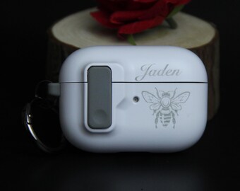Funda personalizada para AirPods grabada: Funda protectora de TPU personalizada con llavero.
