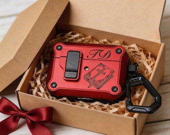 Custom Rugged AirPods Case: Tactical PC+TPU Protective Cover with Clip