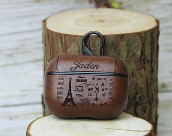 Personalized Leather AirPods Pro 3 Case with Hook:Engraved Special Gifts