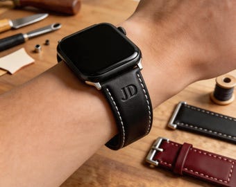 パーソナライズされたコーディネートレザー製Apple Watchバンド（38-40-41-42-44-45-46-49 mm）男性用と女性用