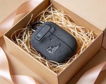 Étui personnalisé pour AirPods : étui de protection gris mat avec porte-clés rond