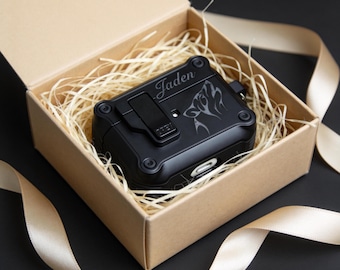 Étui personnalisé pour AirPods et Samsung Buds : design tactique de qualité militaire avec clip