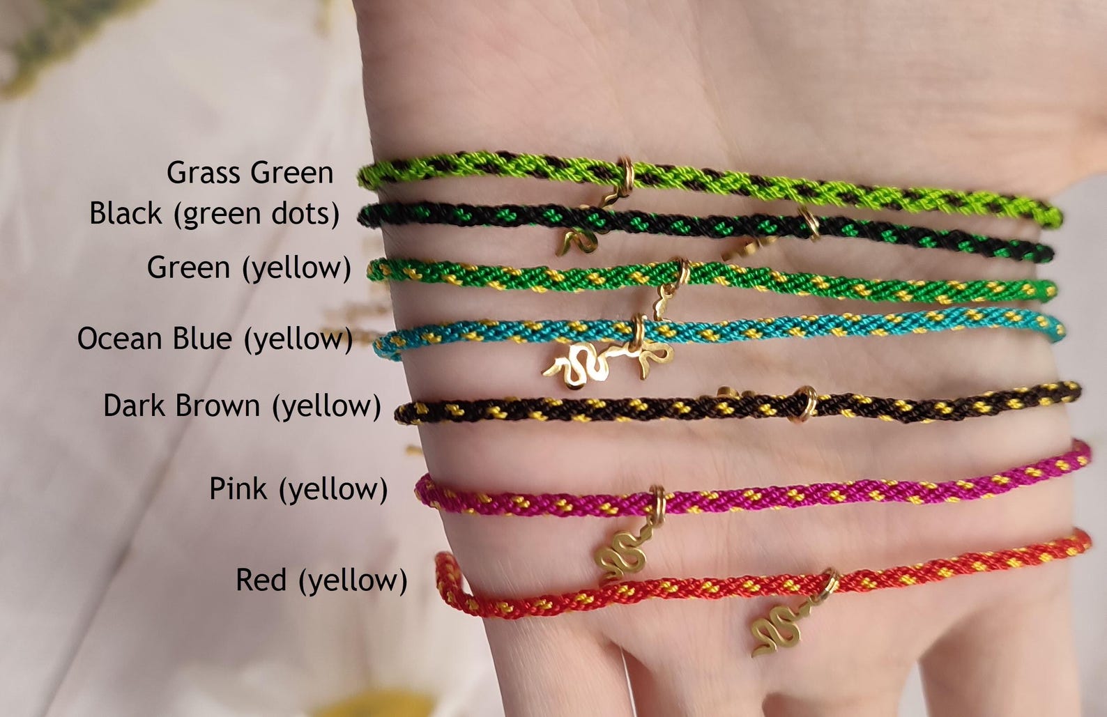 String Snake Kumihimo Lunar Year Snake String Braided Bracelet. Nylon. Handmade ...