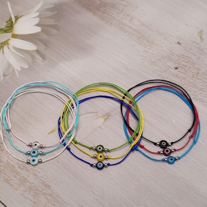 Evil Eye Nazar String Rope Bracelet. Nylon Cord. Handmade. Friendship. Stylish. Personalized. Protection. Good Luck. Glass Bead. Mother Gift