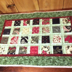Quilted Table Runner - Christmas Windows patchwork table runner