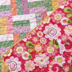 Quilted Table Topper, table runner, Baby Quilt, 1930s calico cotton