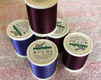 Madeira Rayon Embroidery Thread 6 Pack, Deep Chestnut and Hyacinth
