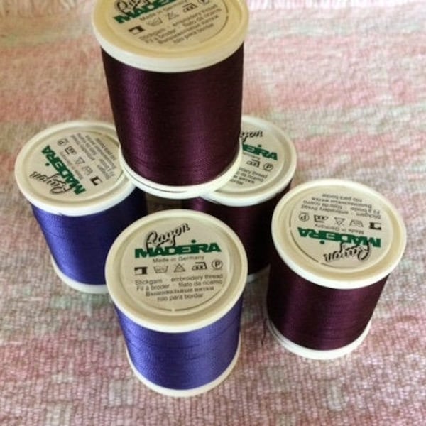 Madeira Rayon Embroidery Thread 6 Pack, Deep Chestnut and Hyacinth