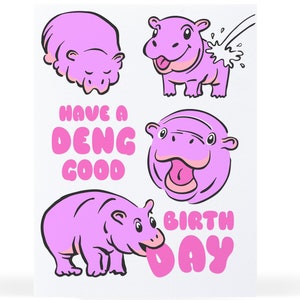 Moo Deng Birthday Card