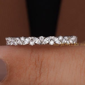 Einzigartige 1/4 Diamant Ehering für Frauen Multi Form Lab gewachsen Diamant 14K Gold Band Cluster Art Deco Lab Diamant stapelbar passende Band